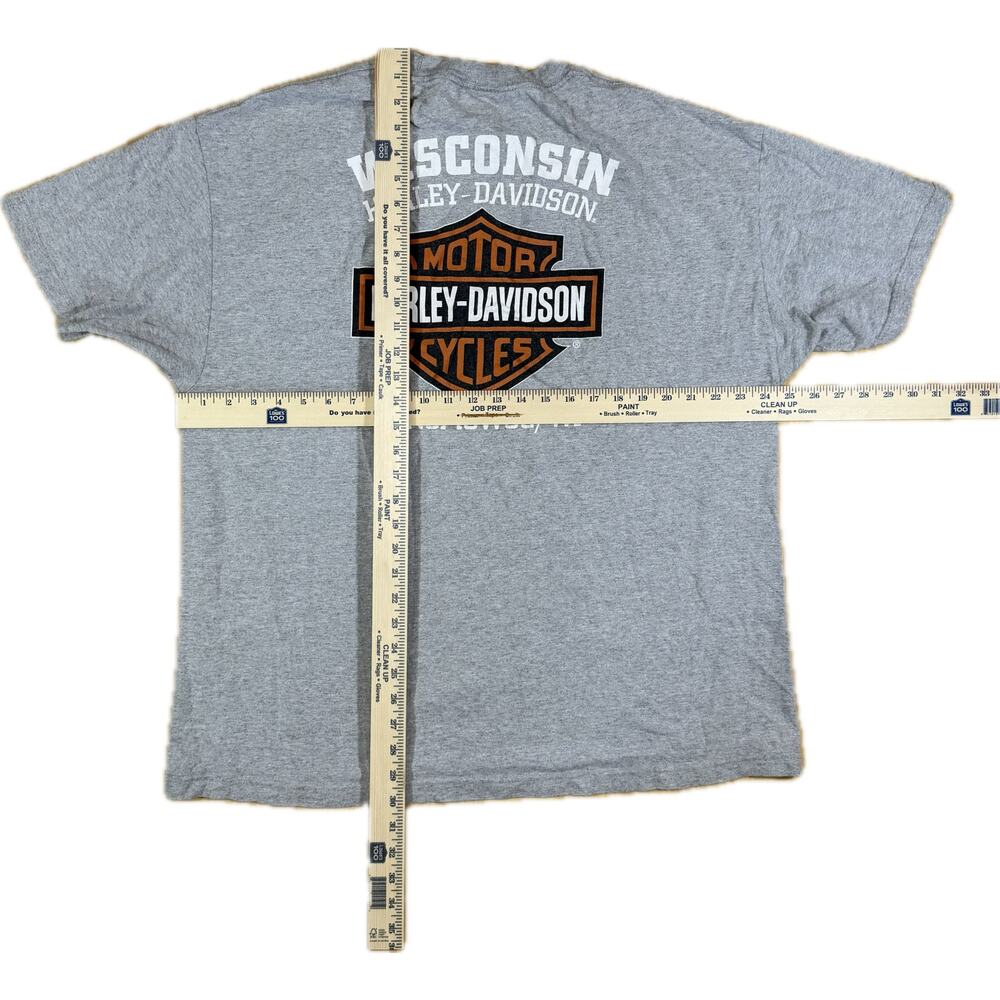 Harley‎ Davidson Oconomowoc WI Gray Tee Men XL Bar Shield Motorcycle Shirt - Picture 8 of 8